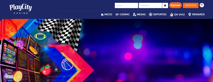 Así se veía el botón Regístrate en la parte superior de playcity.com